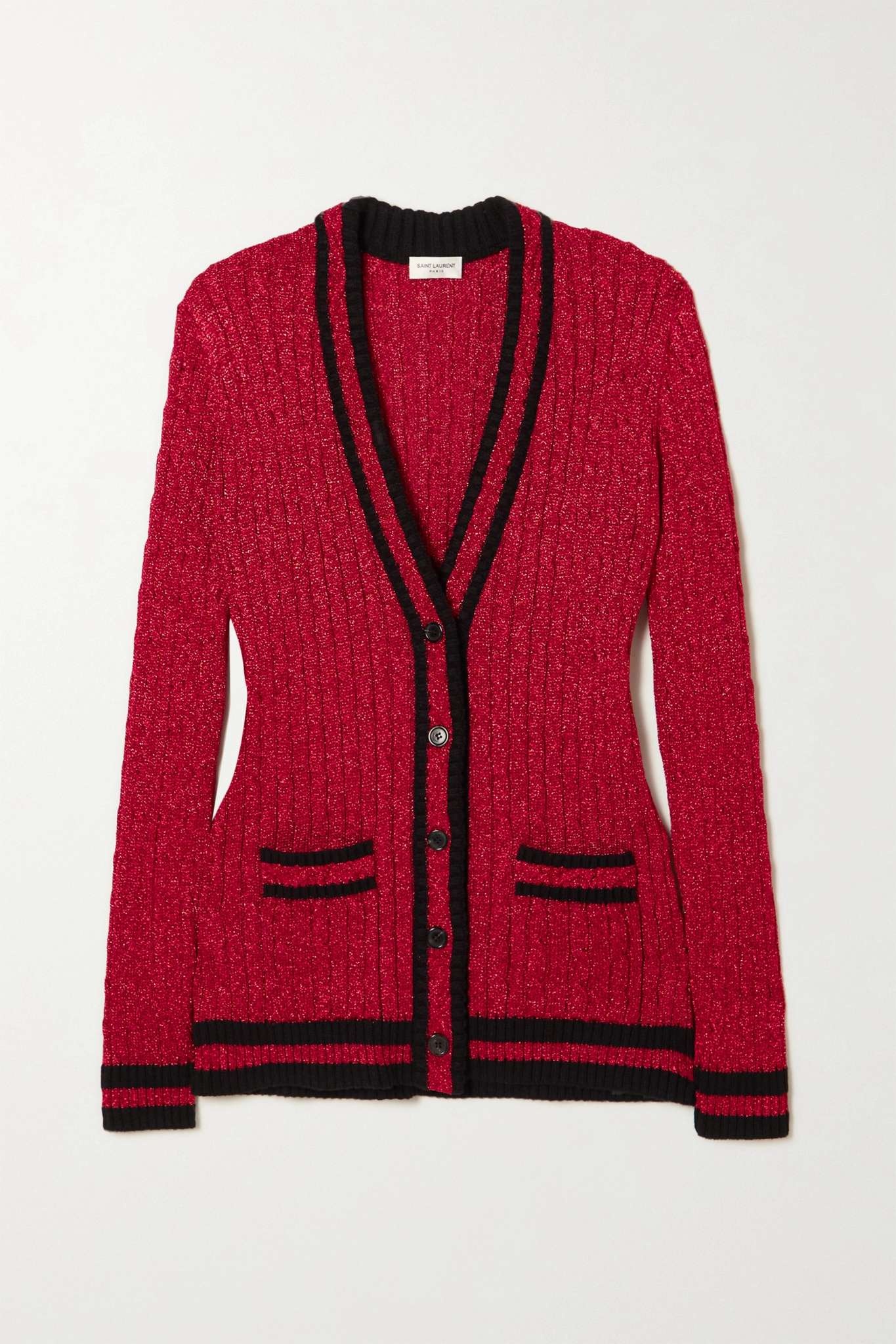 Striped metallic cable-knit cardigan - 1