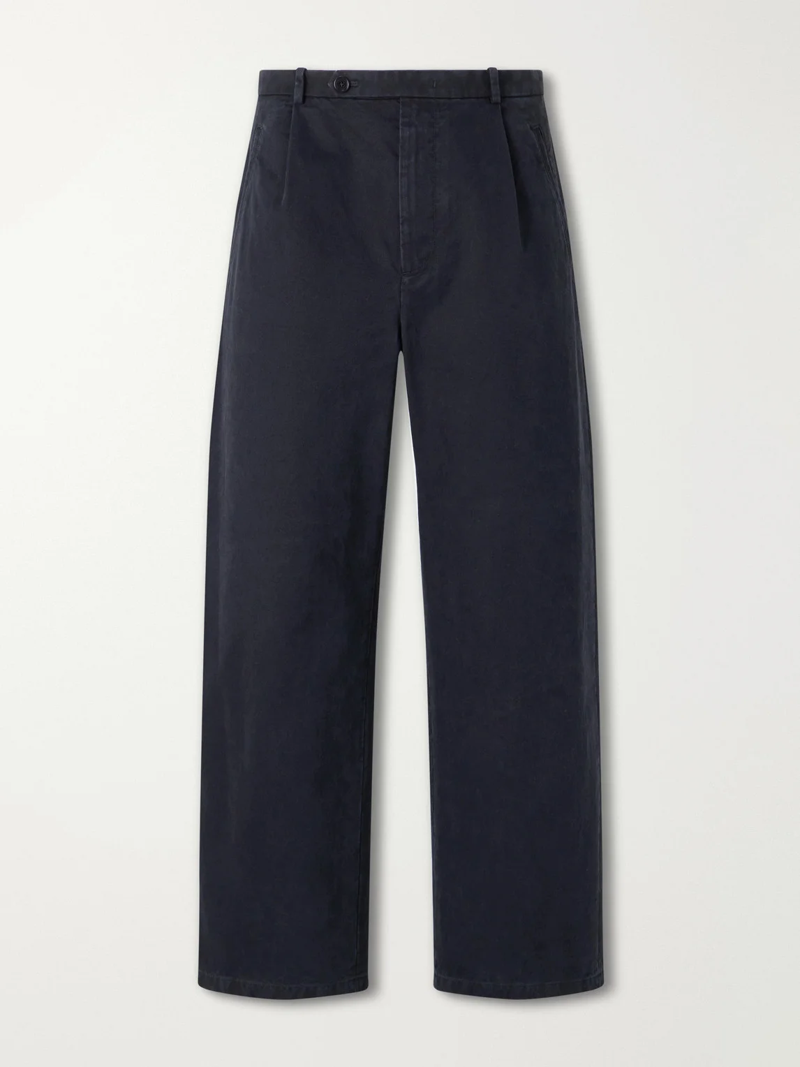 Straight-Leg Pleated Cotton-Drill Trousers - 1