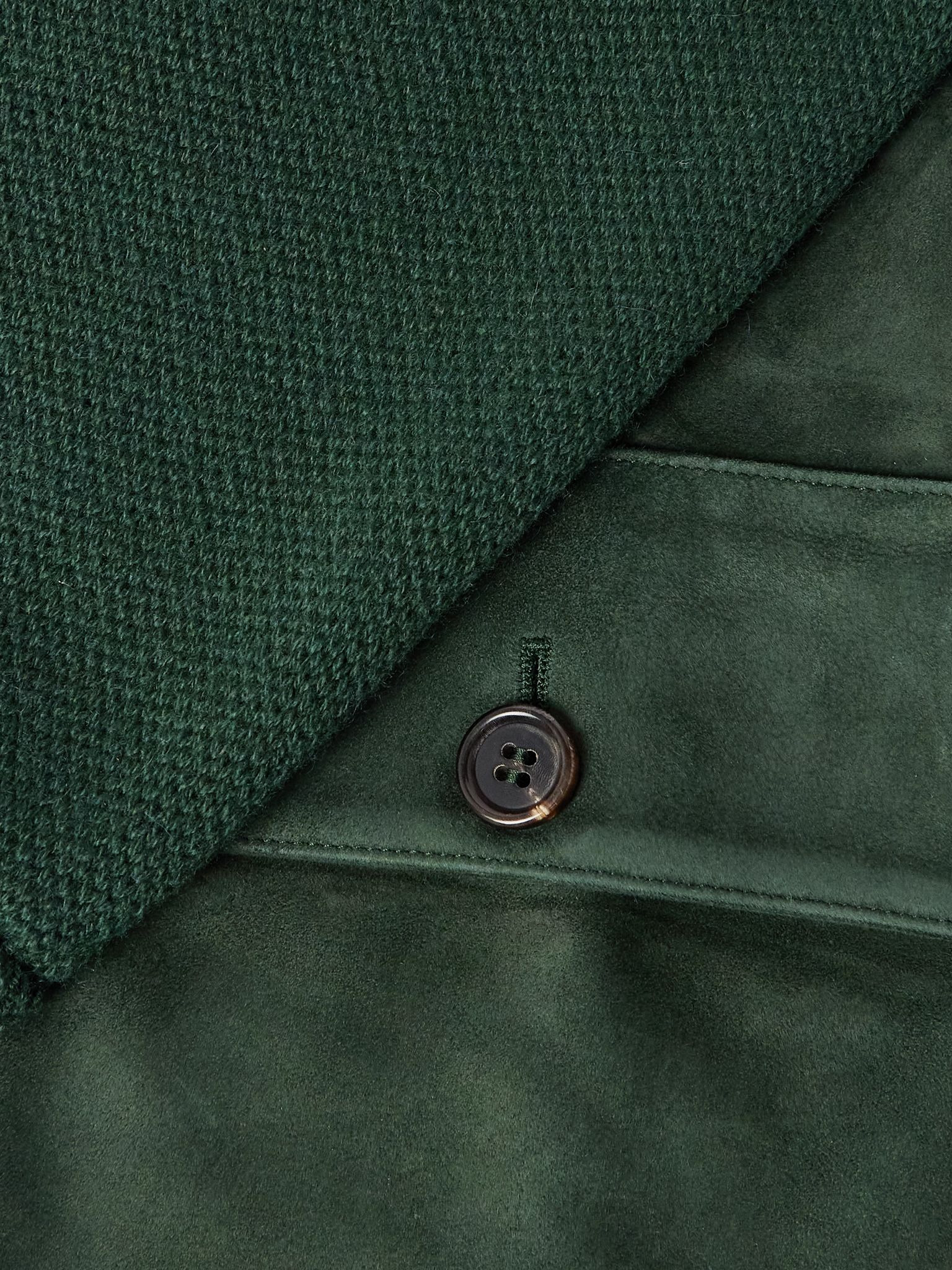 Suede-Panelled Cashmere Jacket Dark green - 5