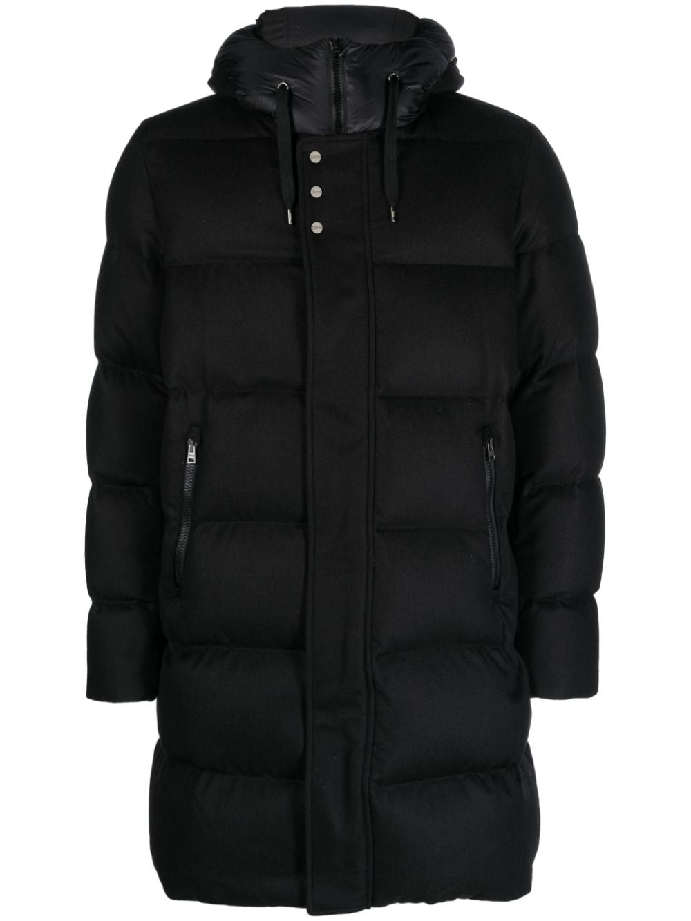 hooded padded mid-length coat - 1