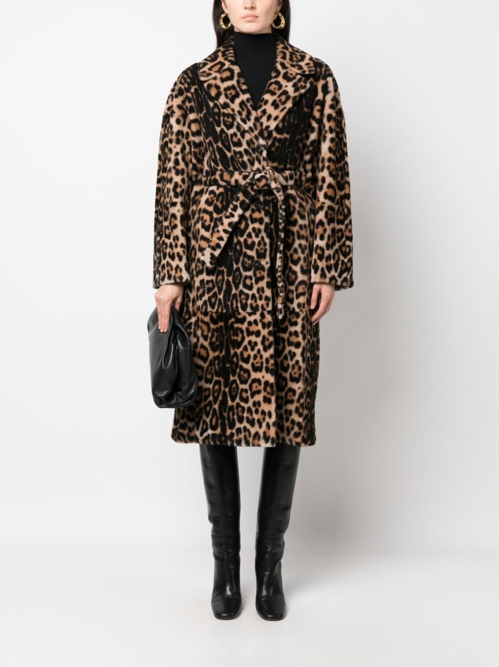 shearling leopard-print coat - 2