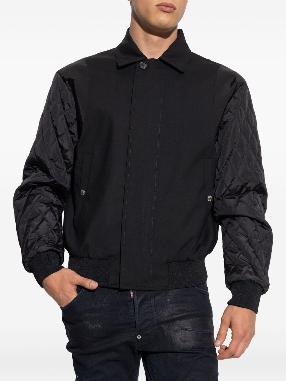 quilted-sleeve bomber jacket - 3