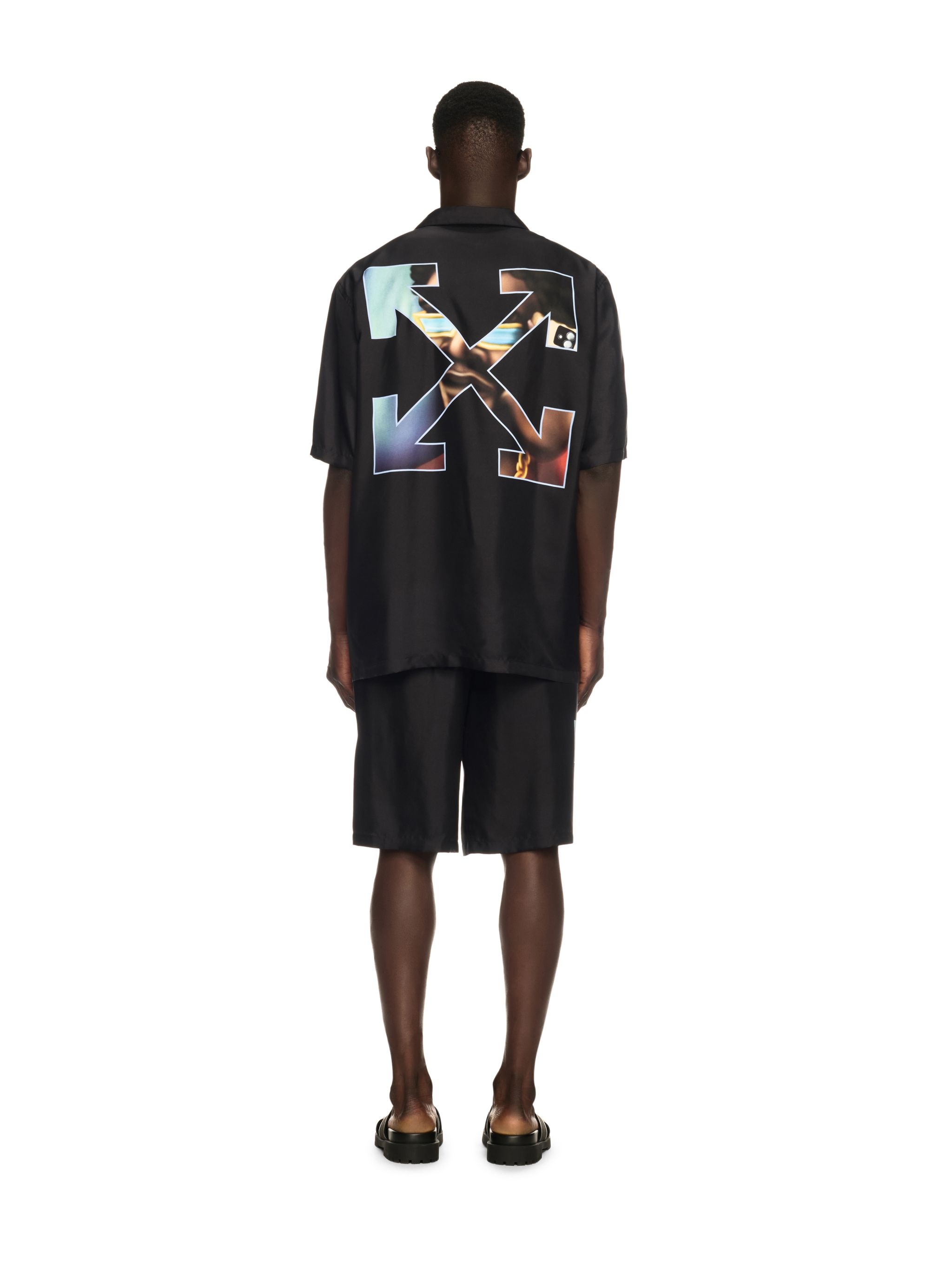 Off-White Black Barber Arrow Silk Bowling Shorts | REVERSIBLE