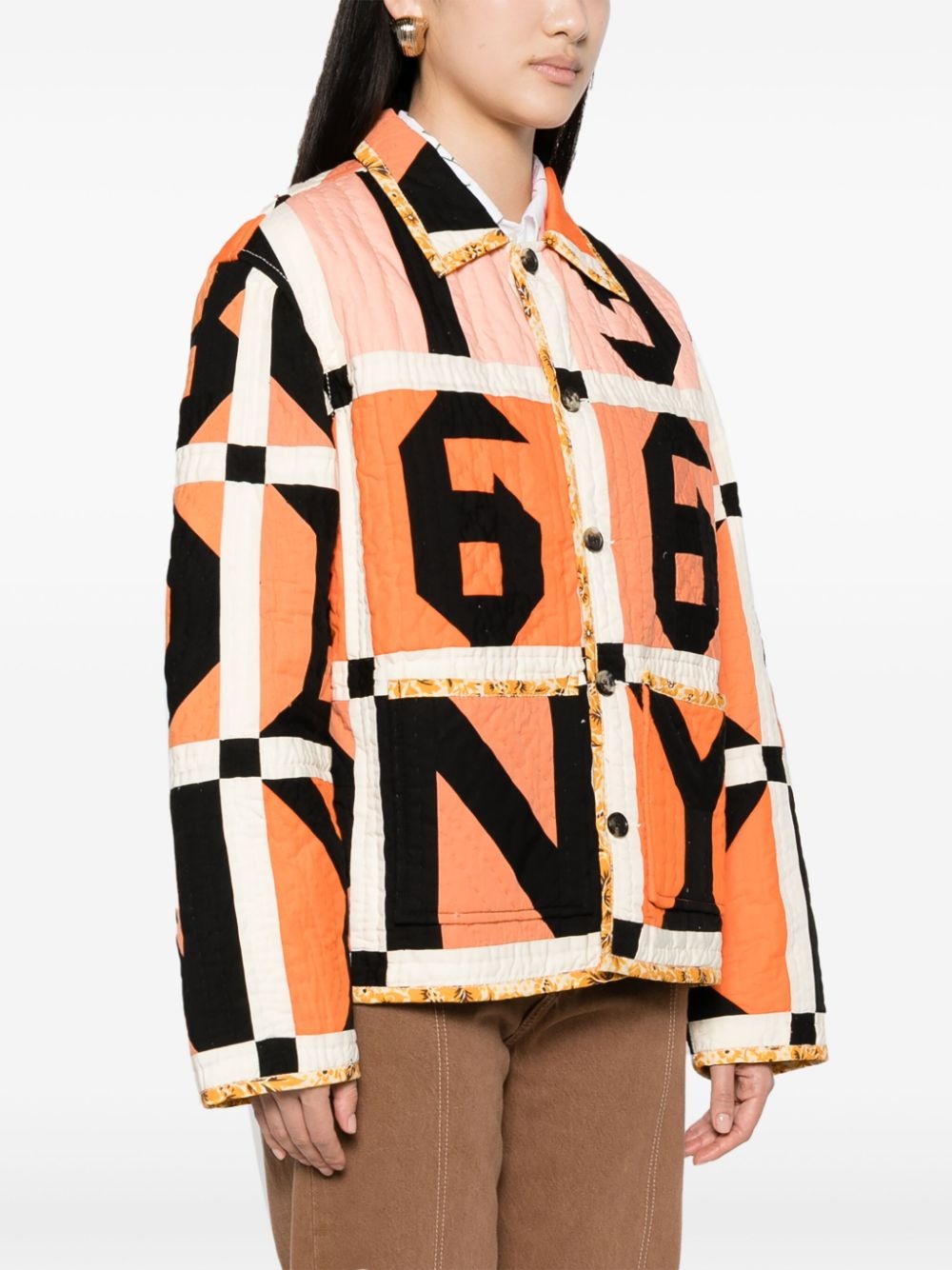 Letter Block patchwork shirt jacket - 3