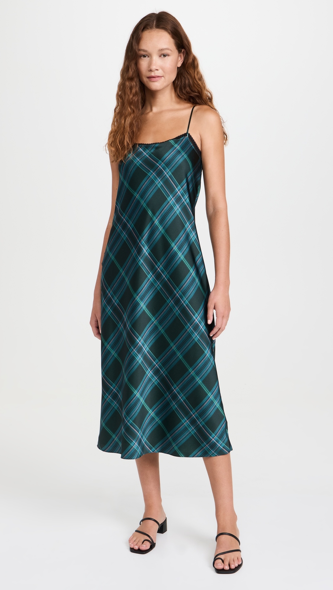 Plaid Lace Trim Slip Dress - 6