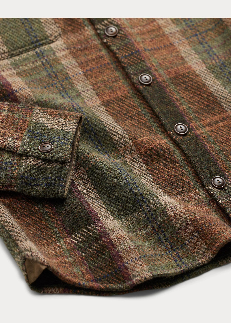 Plaid Wool-Cashmere Workshirt Sweater 4
