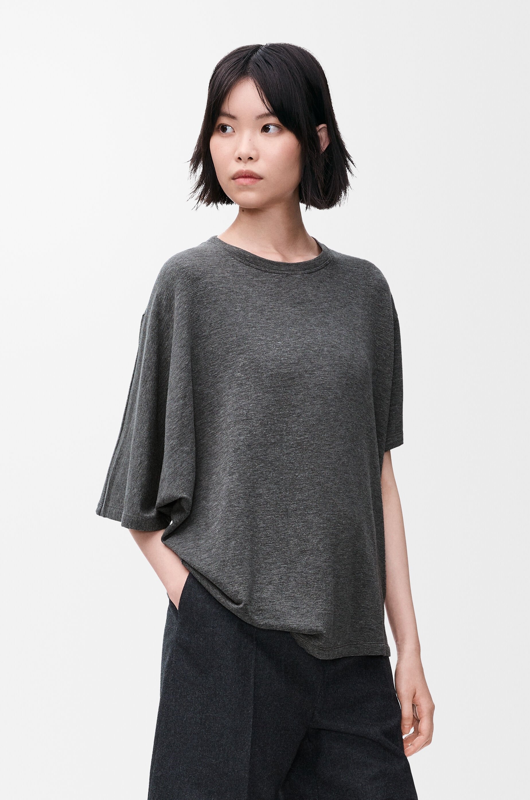 Draped T-shirt in viscose and cashmere - 3