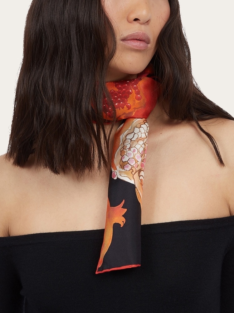 POMEGRANATE PRINT SILK FOULARD - 2