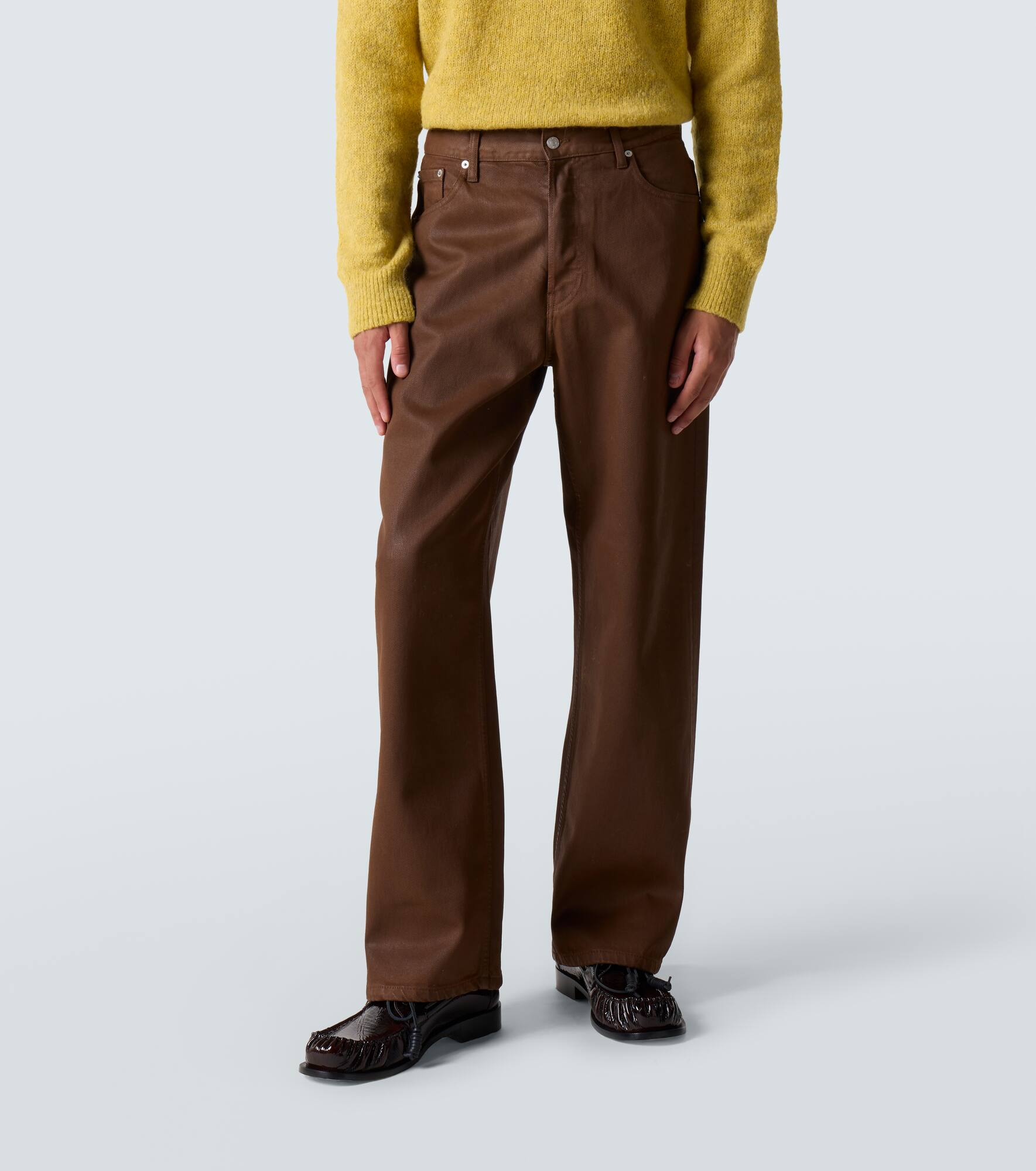 Coated mid-rise straight jeans - 3