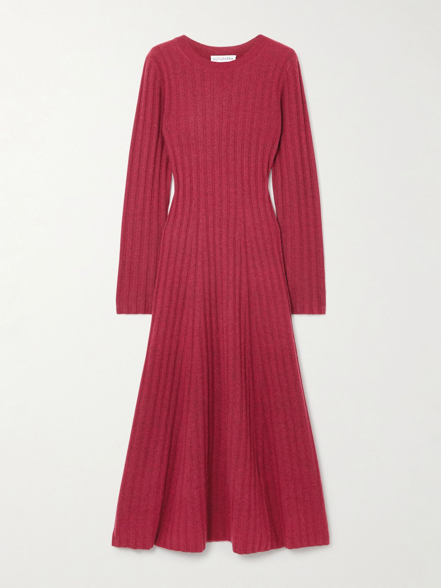 Gia ribbed wool and cashmere-blend maxi dress Burgundy - 1