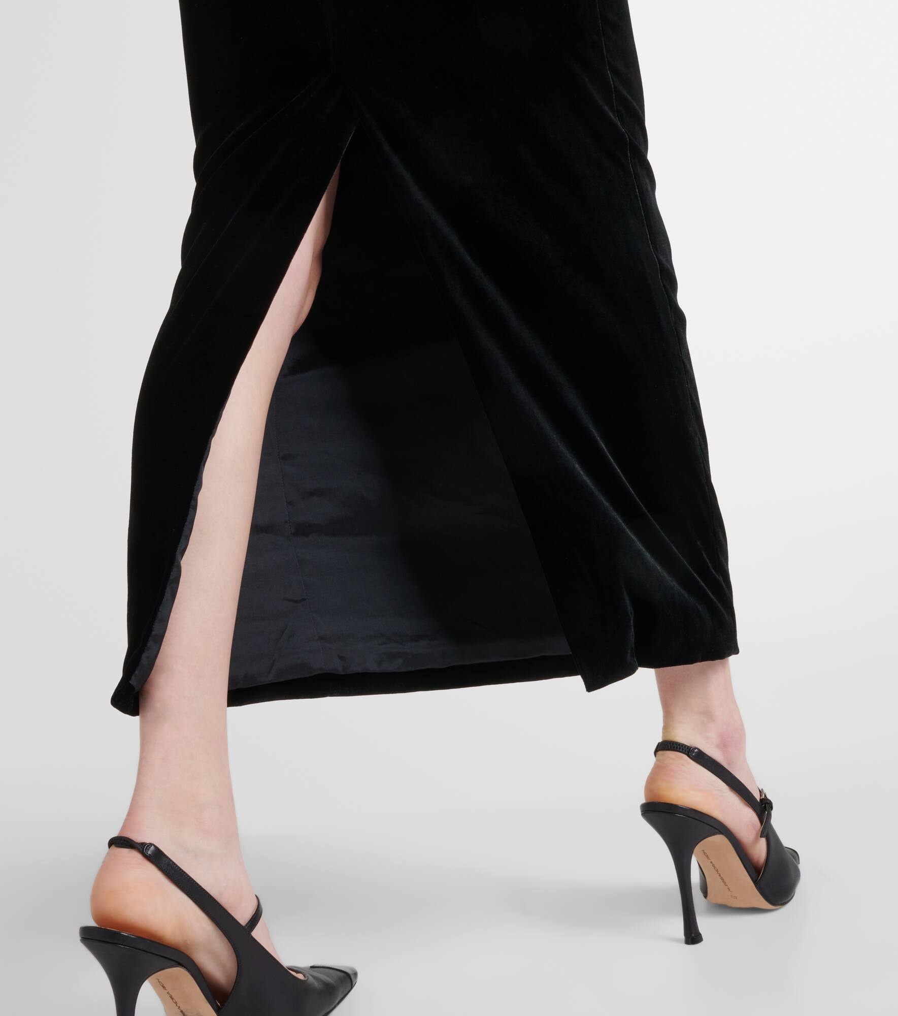 Bow-detail velvet midi dress - 5