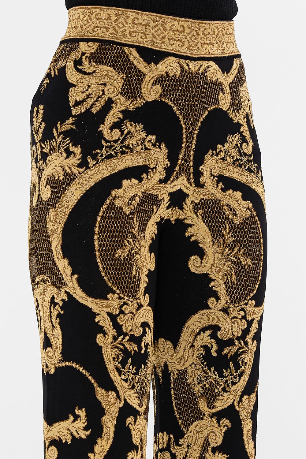FLARED JACQUARD KNIT PANT - 6