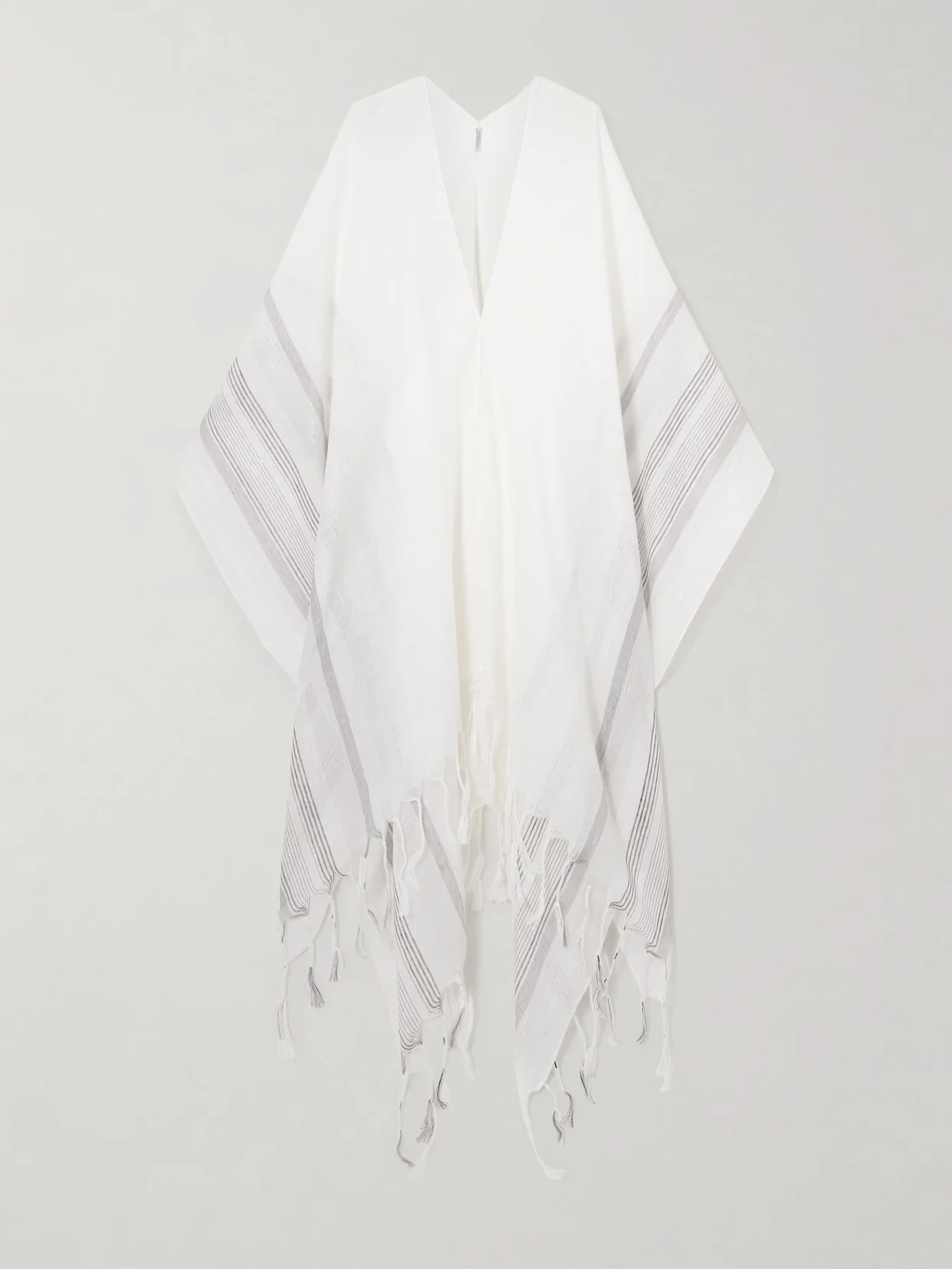 Tasseled Striped Linen-blend Wrap - 1