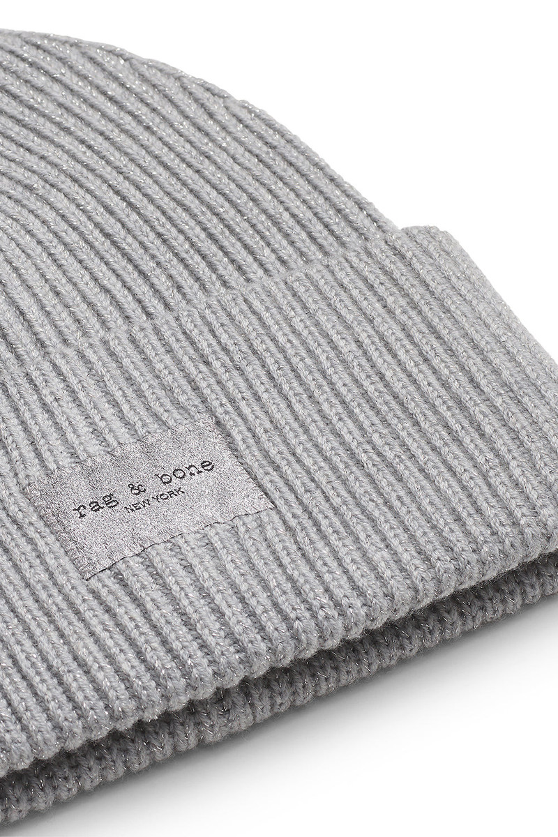 rag & bone Blake Metallic Beanie - Silver outlook