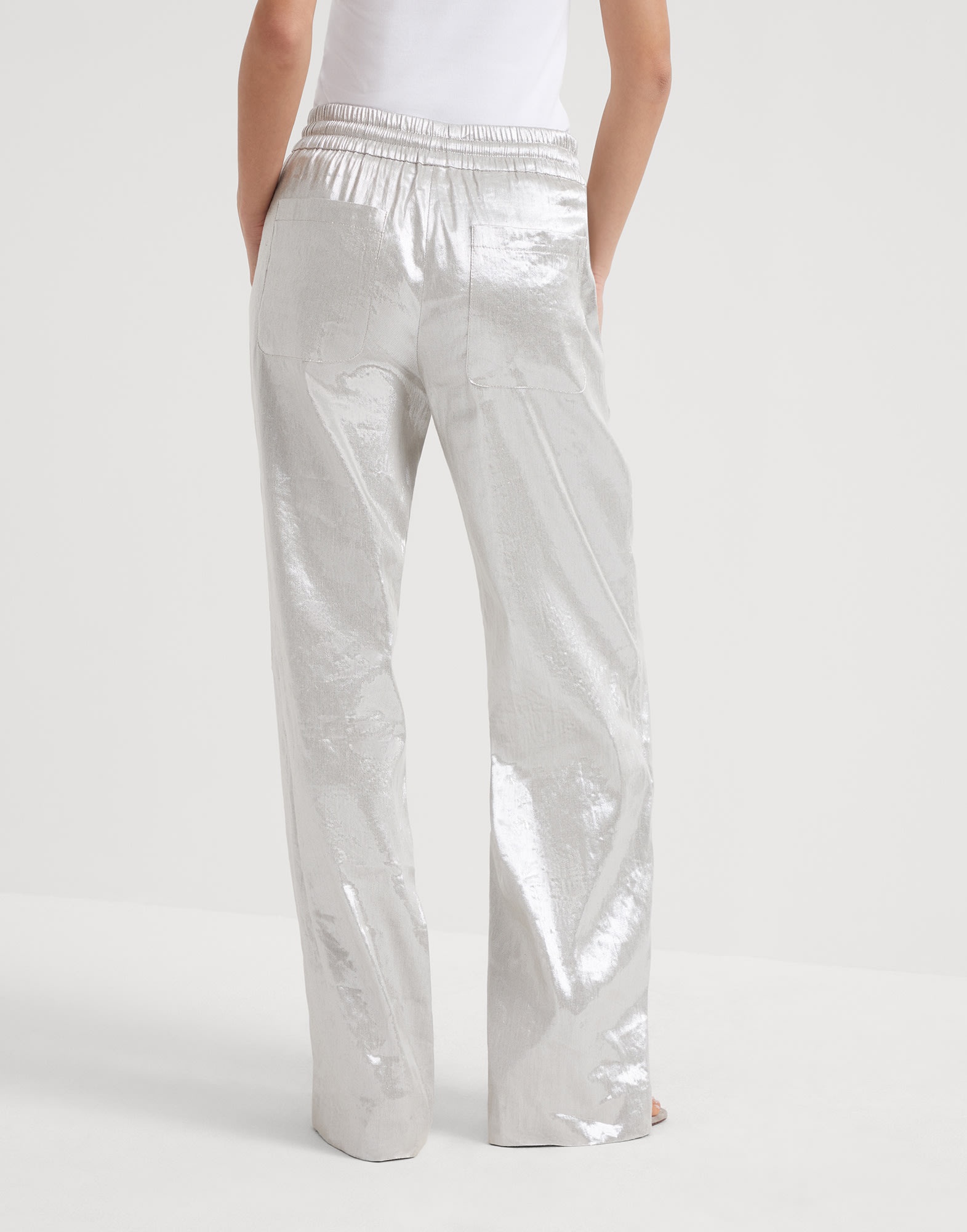 Sparkling linen gabardine loose track trousers - 2