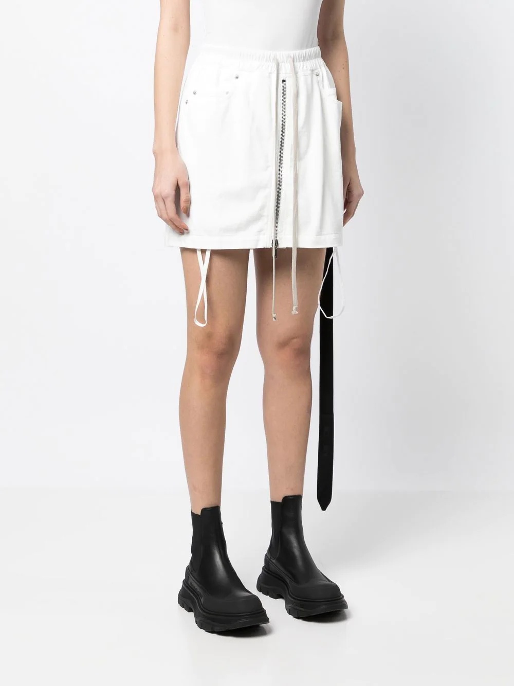 drawstring denim mini skirt - 3