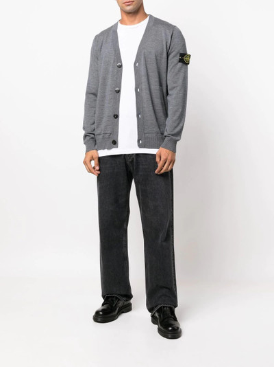 Stone Island logo-patch button-up cardigan outlook