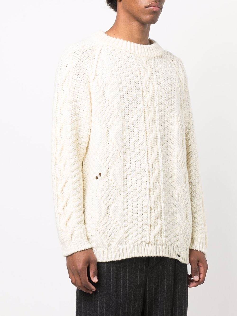 long-sleeve cable-knit jumper - 3