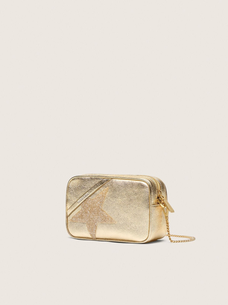 Golden Goose Mini Star Bag in platinum-colored leather with Swarovski star outlook