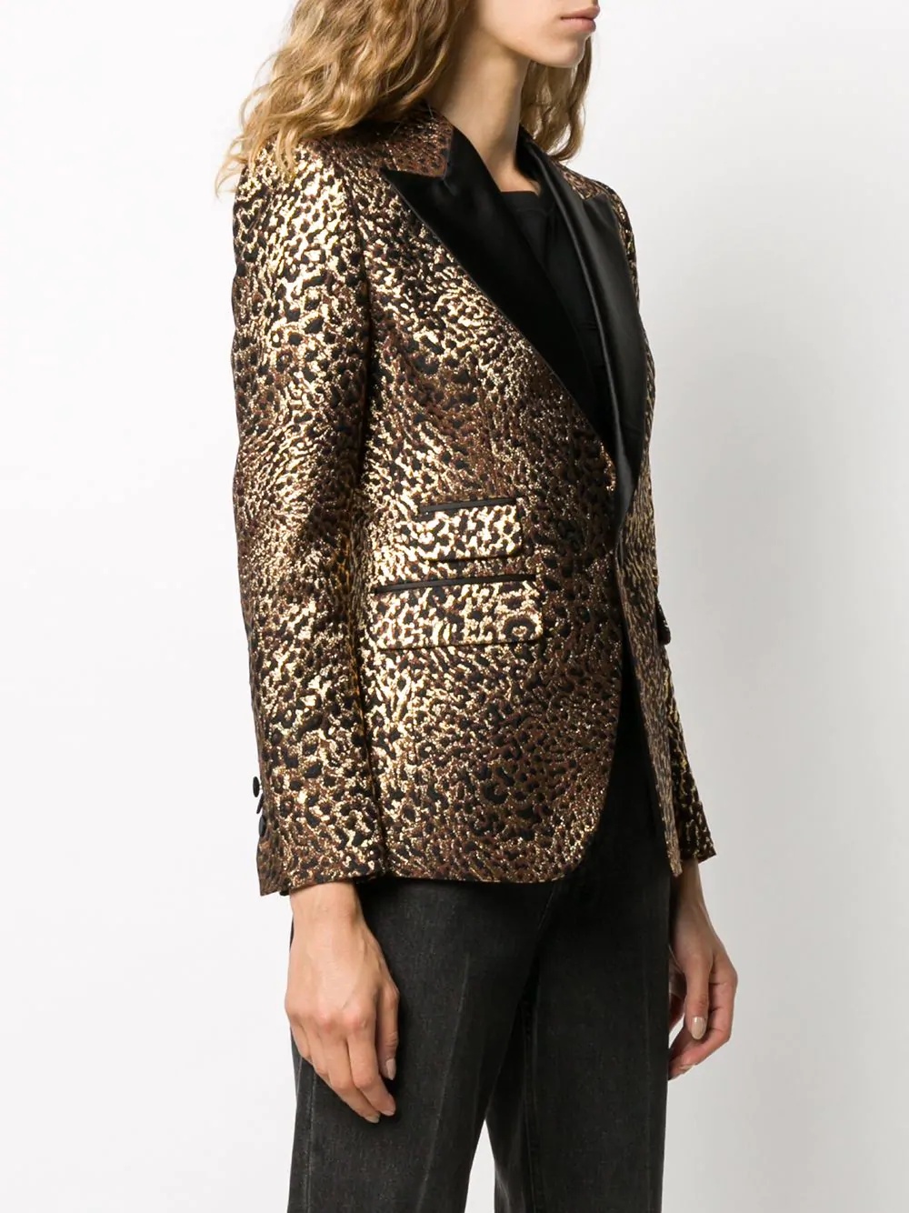 leopard brocade smoking jacket - 3