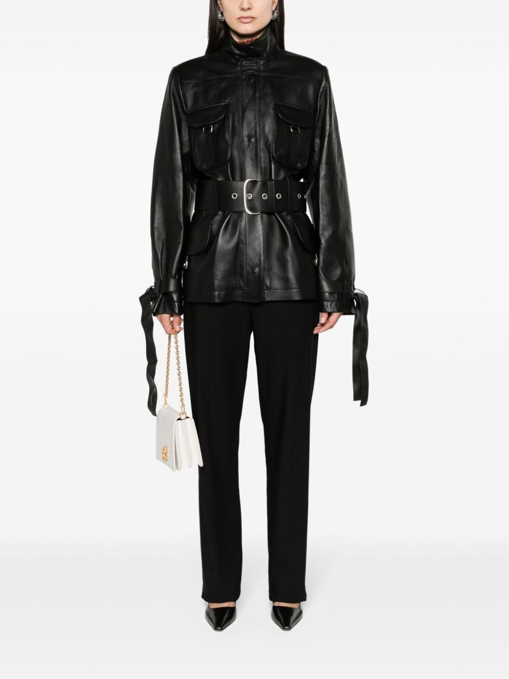Co Cargo belted leather jacket - 2