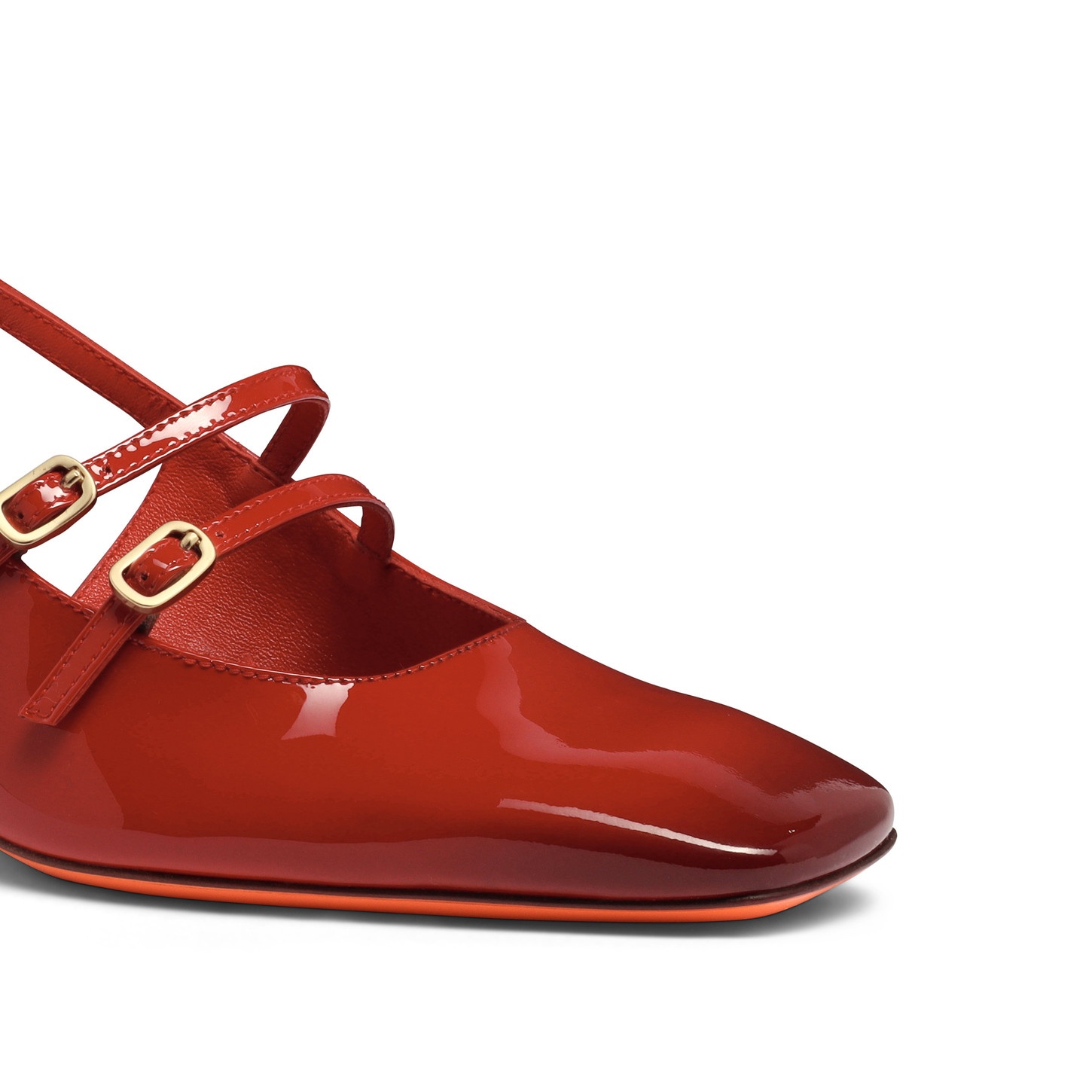 Women's red patent leather mid-heel slingback - 7
