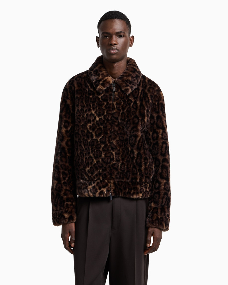 EMPORIO ARMANI ANIMAL-PRINT FAUX-FUR BLOUSON outlook