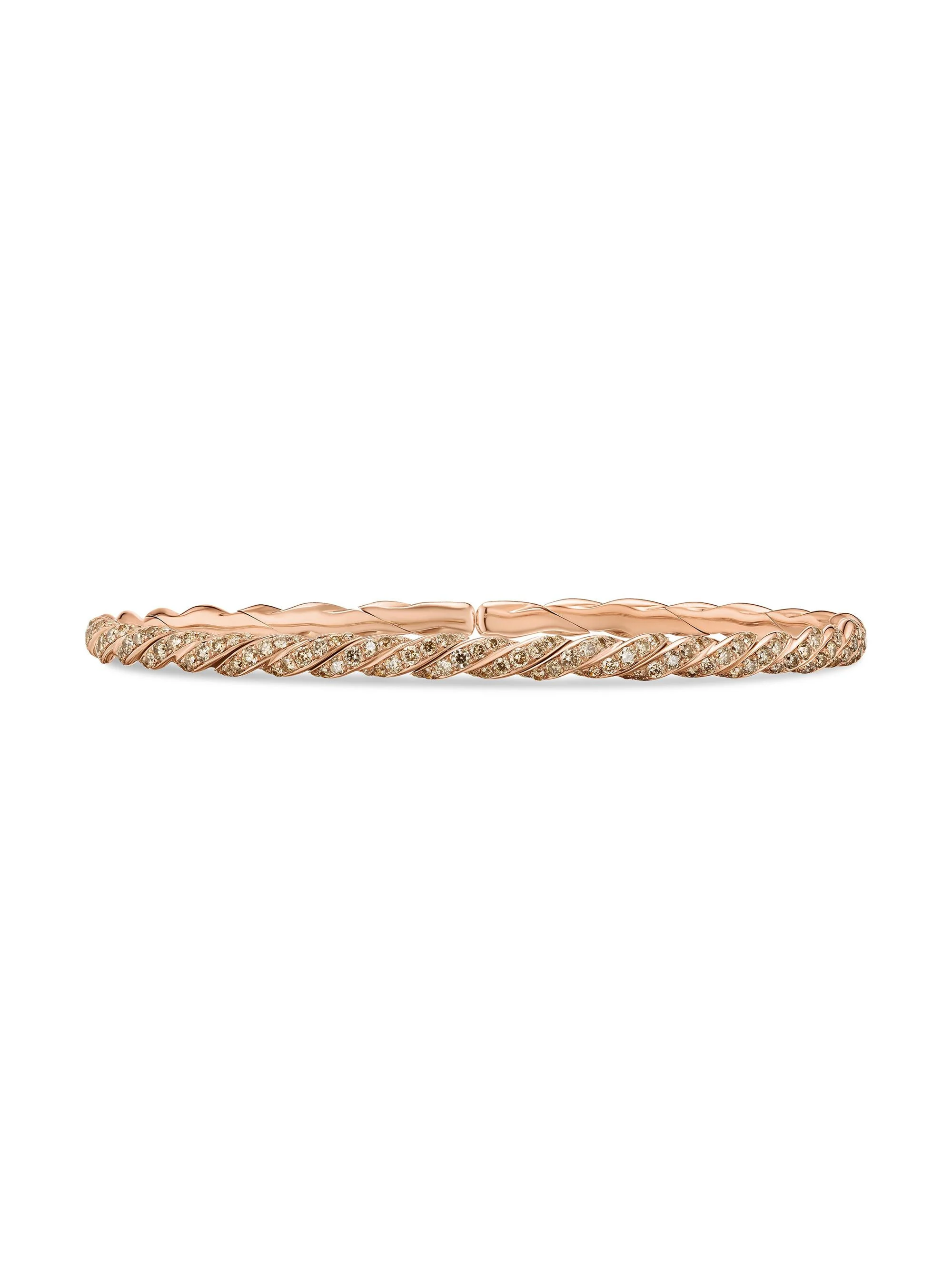 Women's Sculpted Cable Flex Bracelet in 18K Rose Gold - Cognac Diamond - 1