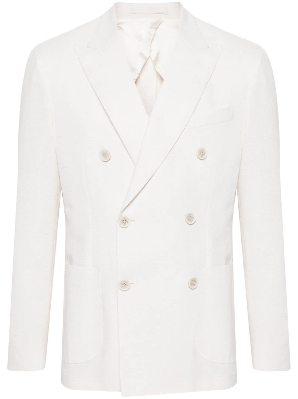 floral-brooch double-breasted blazer - 1
