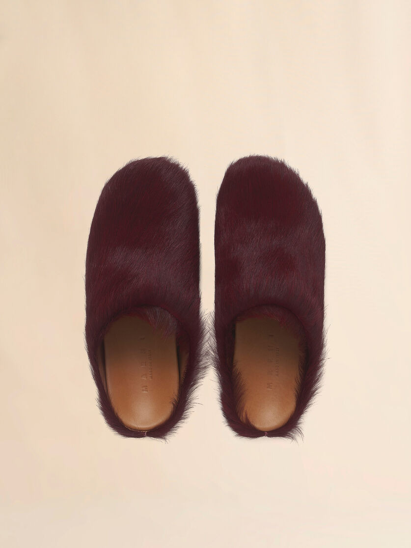 RED LONG HAIR CALFSKIN FUSSBETT SABOT - 4