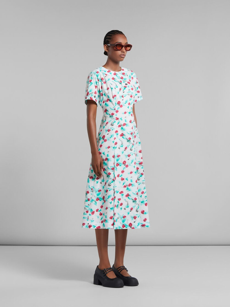 WHITE POPLIN MIDI DRESS WITH REVERIE PRINT 6