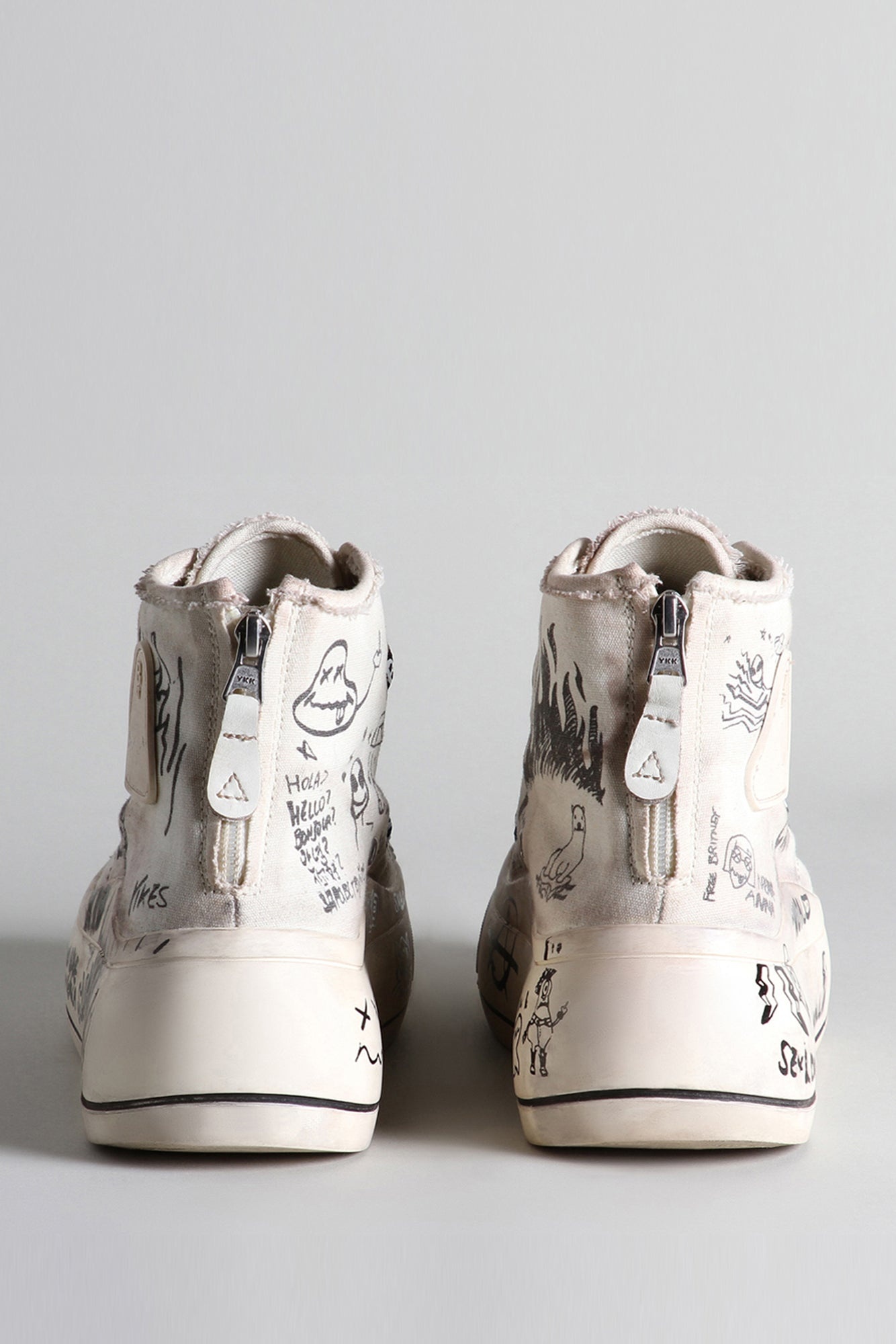 Kurt High Top Sneaker - Ecru Graffiti | R13 Denim Official Site - 3