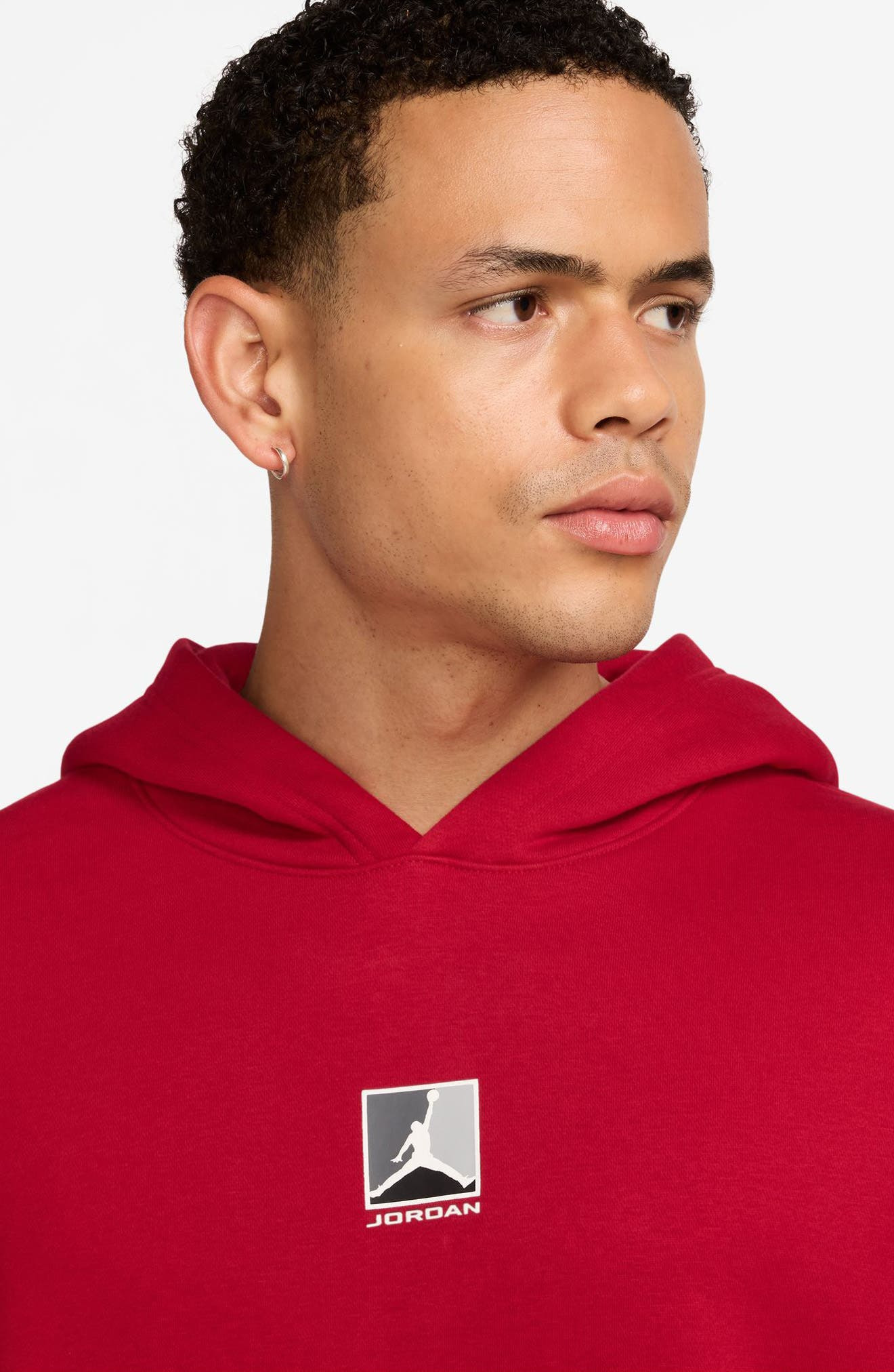 Jordan Graphic Print Brooklyn Fleece Hoodie in Gym Red/White at Nordstrom - 3