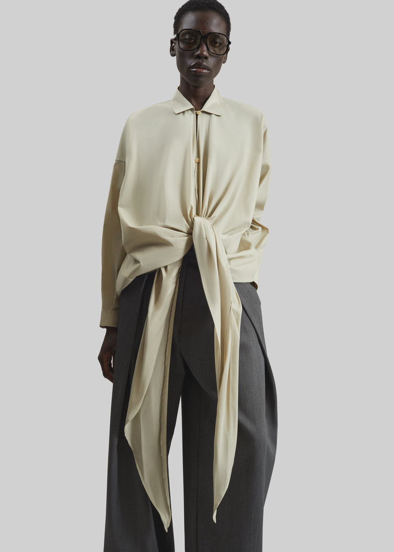 DARKPARK Darkpark Romy Light Cotton Popeline Drap Shirt - Beige outlook