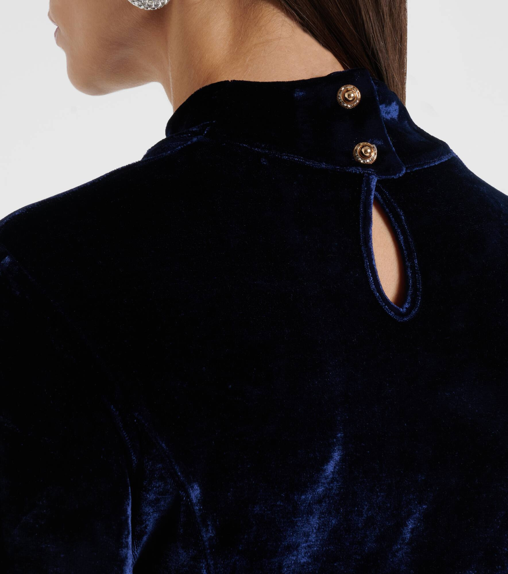 Draped velvet midi dress - 7