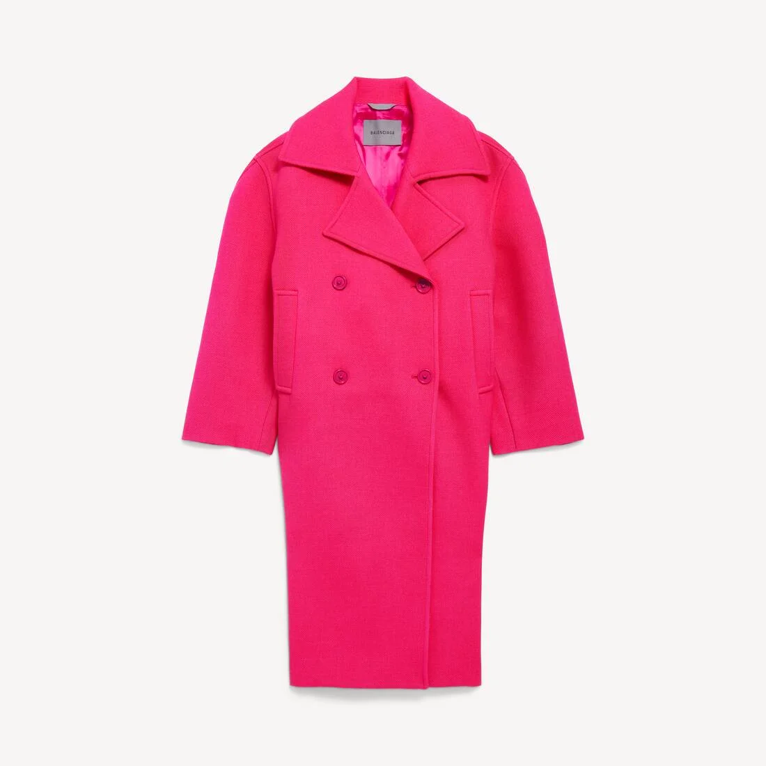 Women's Long Cocoon Coat in Pink - 1