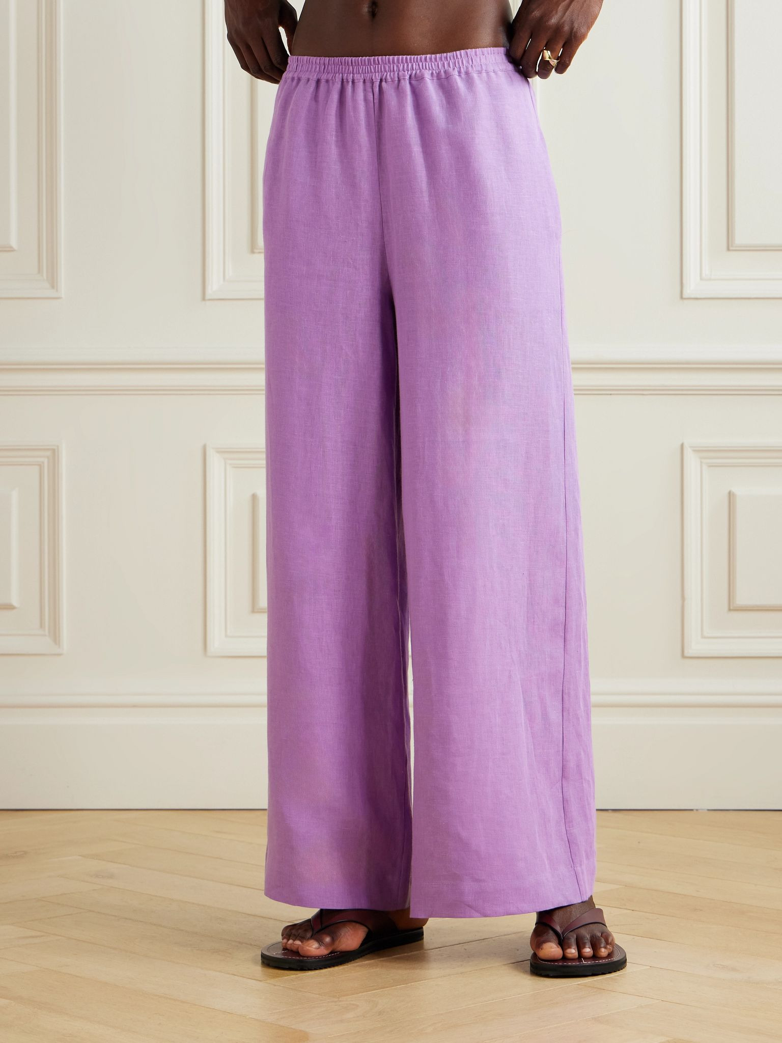 L'Intemporel Select linen wide-leg pants Purple - 3