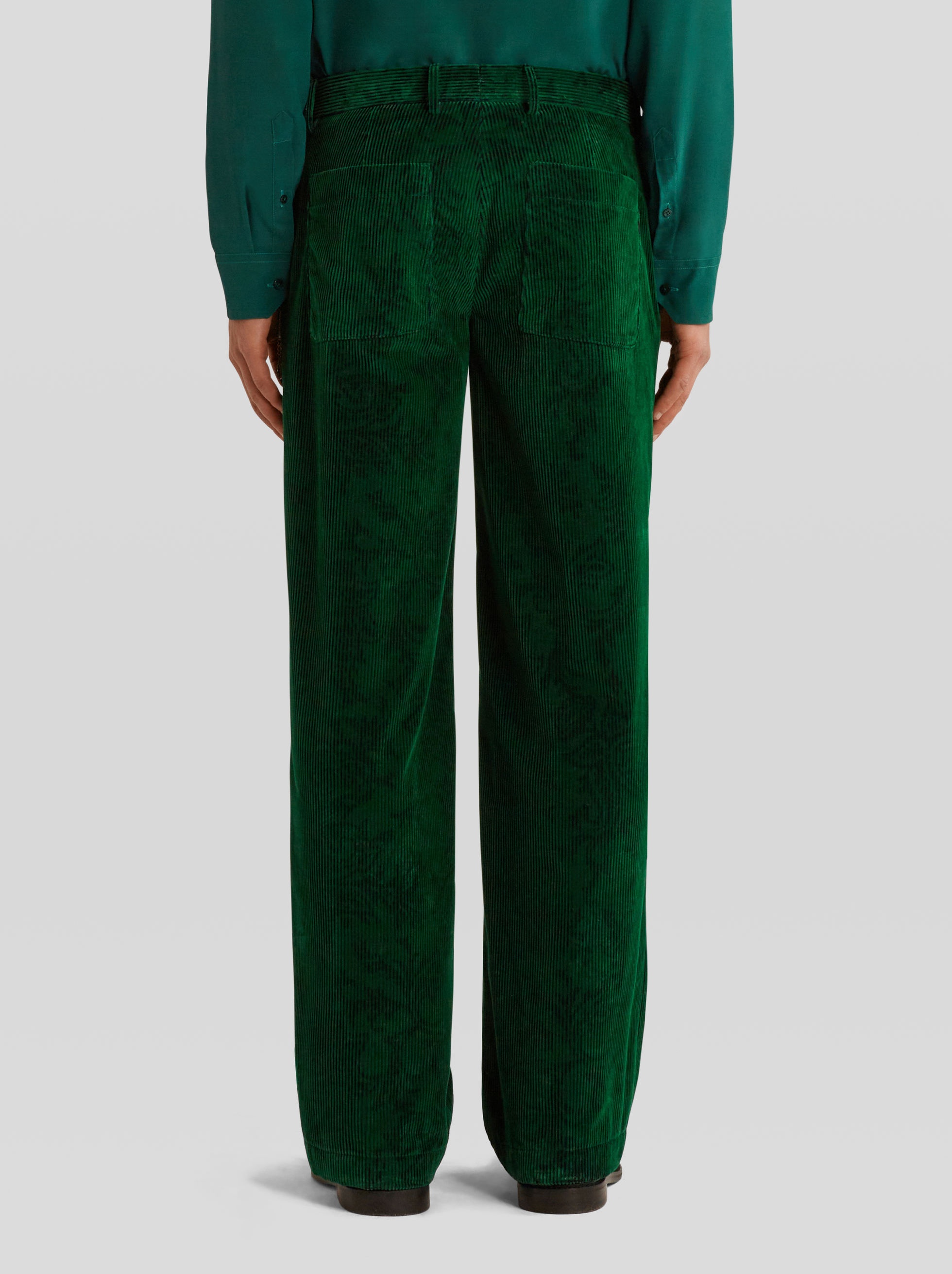 LEAFY PAISLEY VELVET TROUSERS - 4