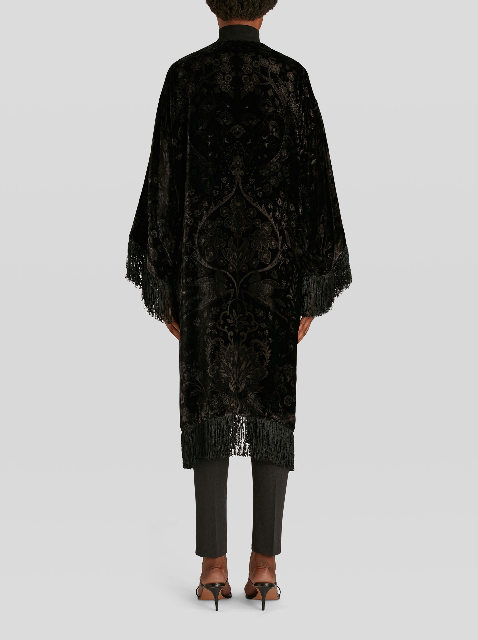 FRINGED VELVET PONCHO - 4