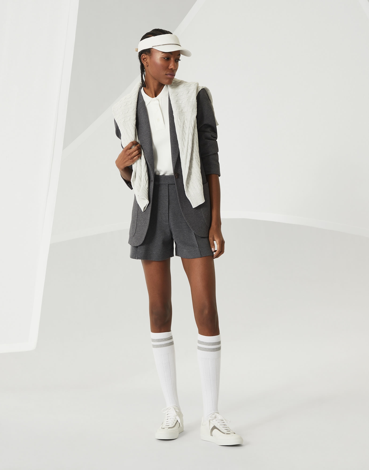 Techno cotton piqué baggy shorts - 4