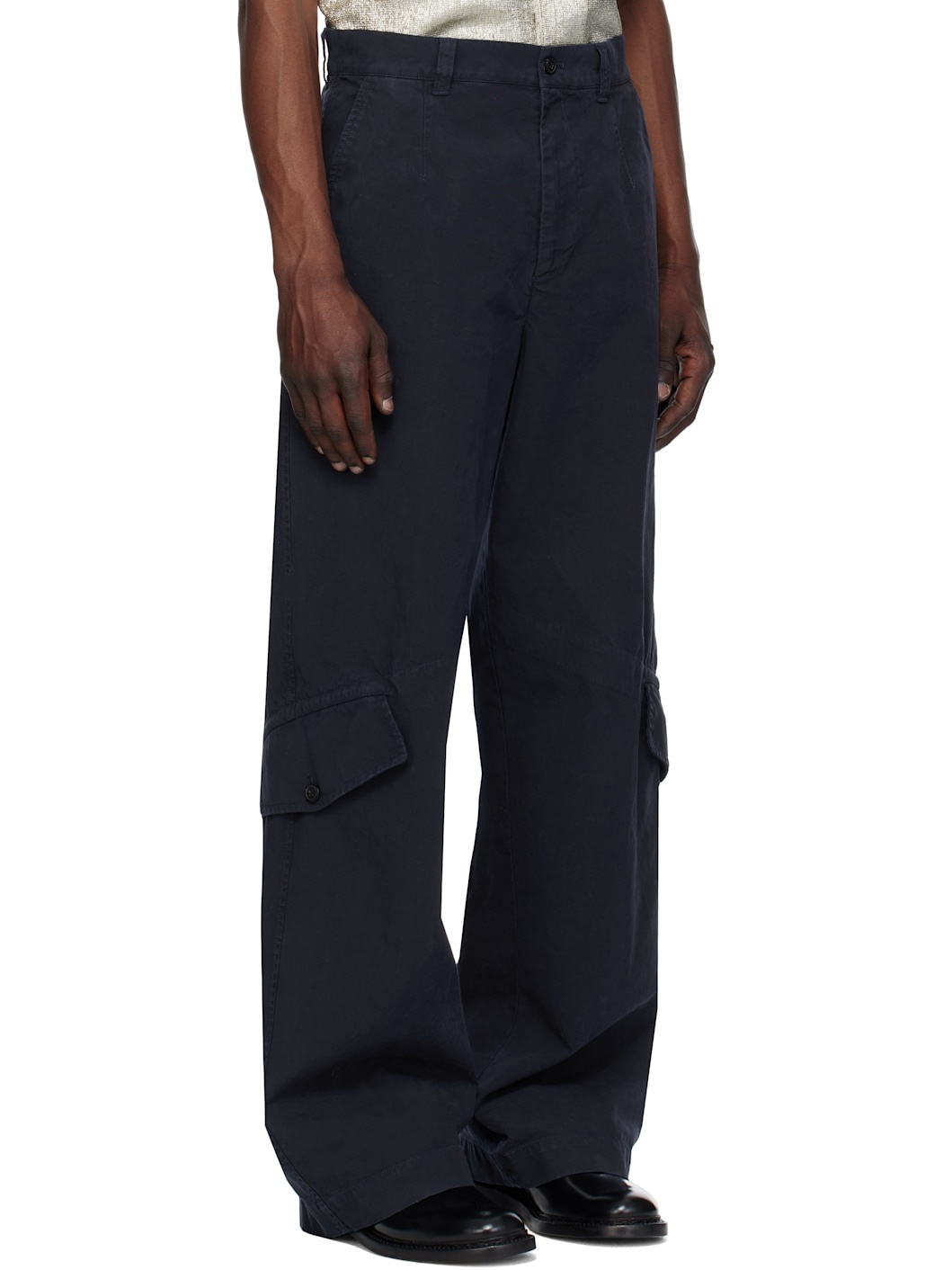 Navy Cotton Cargo Pants - 2