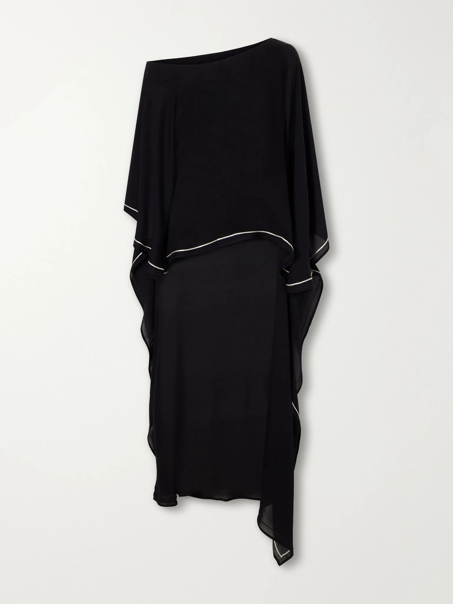 Permanecer off-the-shoulder silk-georgette blouse Black - 1