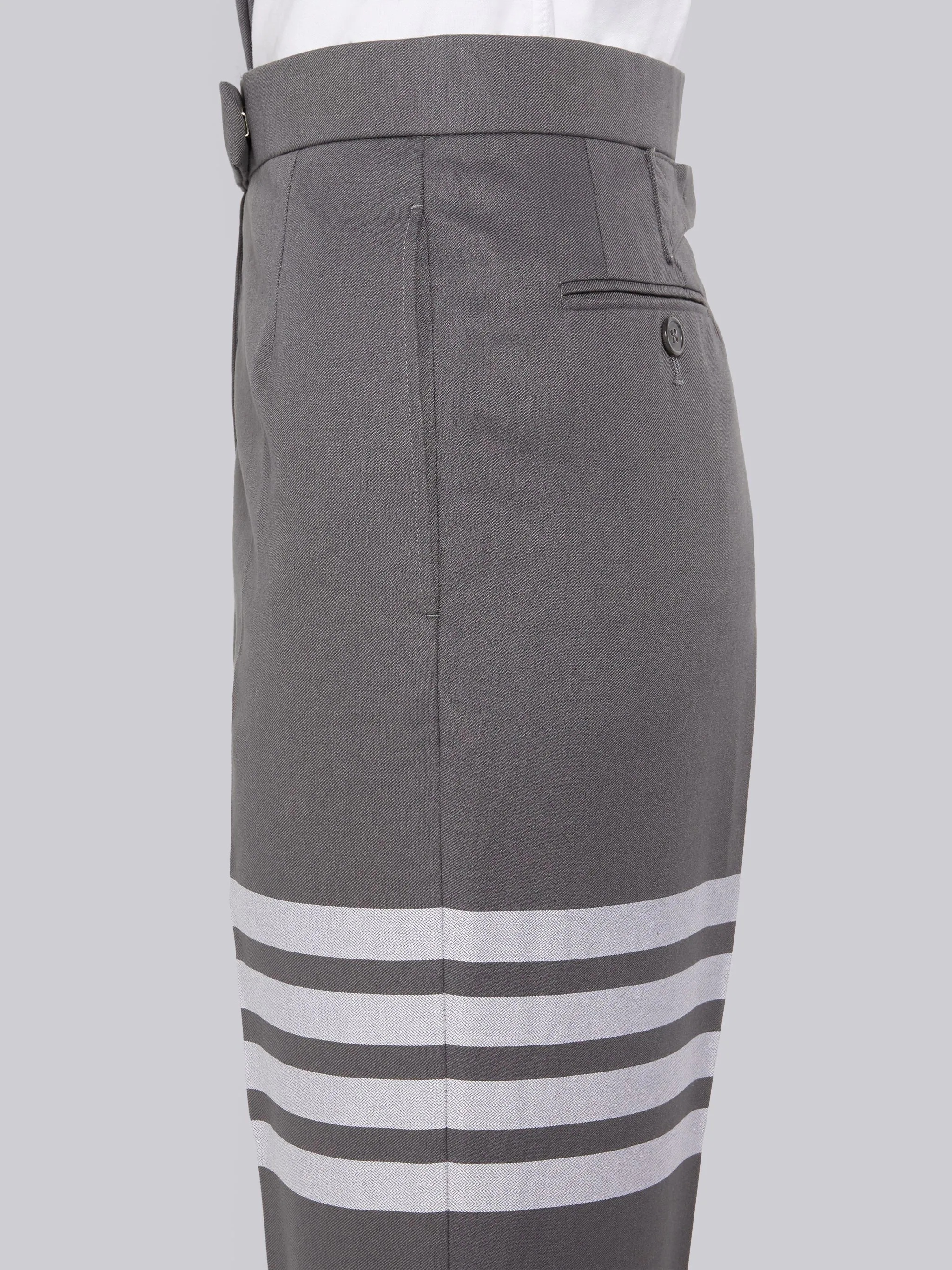 Medium Grey Cotton Twill Engineered 4-Bar Classic Backstrap Trouser - 5