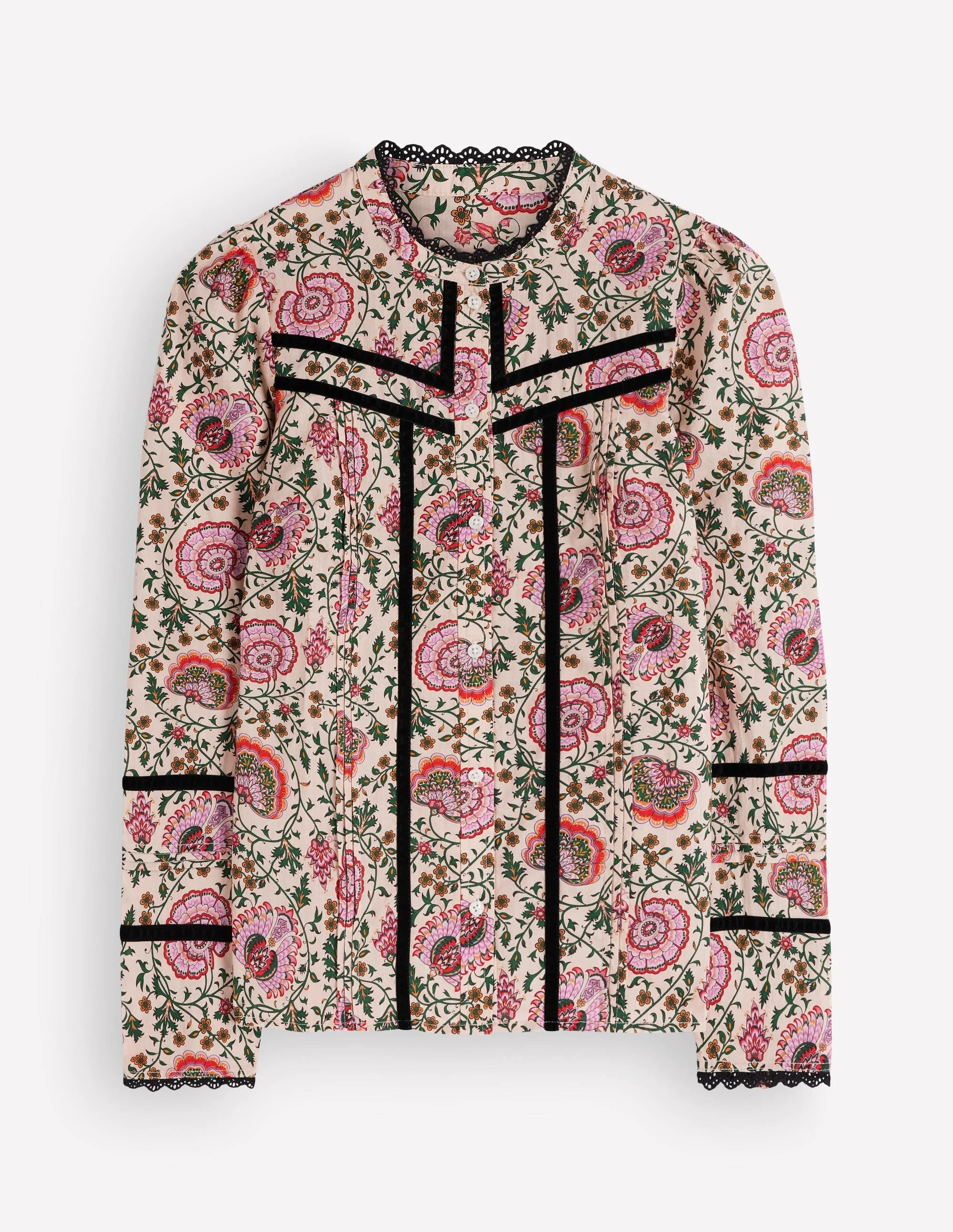 Carmen Trim Detail Top-Multi, Sprouting Vine - 1
