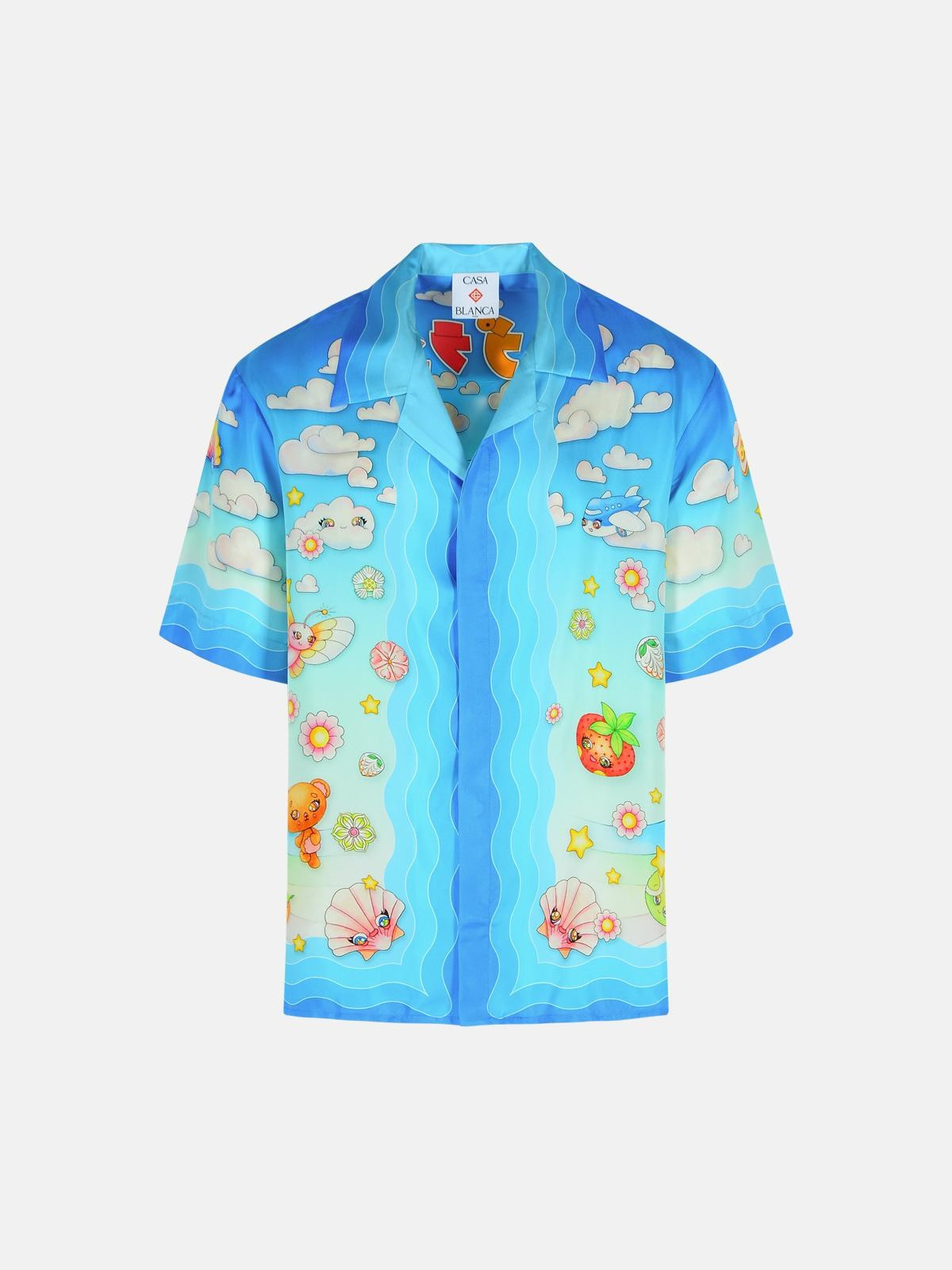 'KAWAII' LIGHT BLUE SILK SHIRT - 1