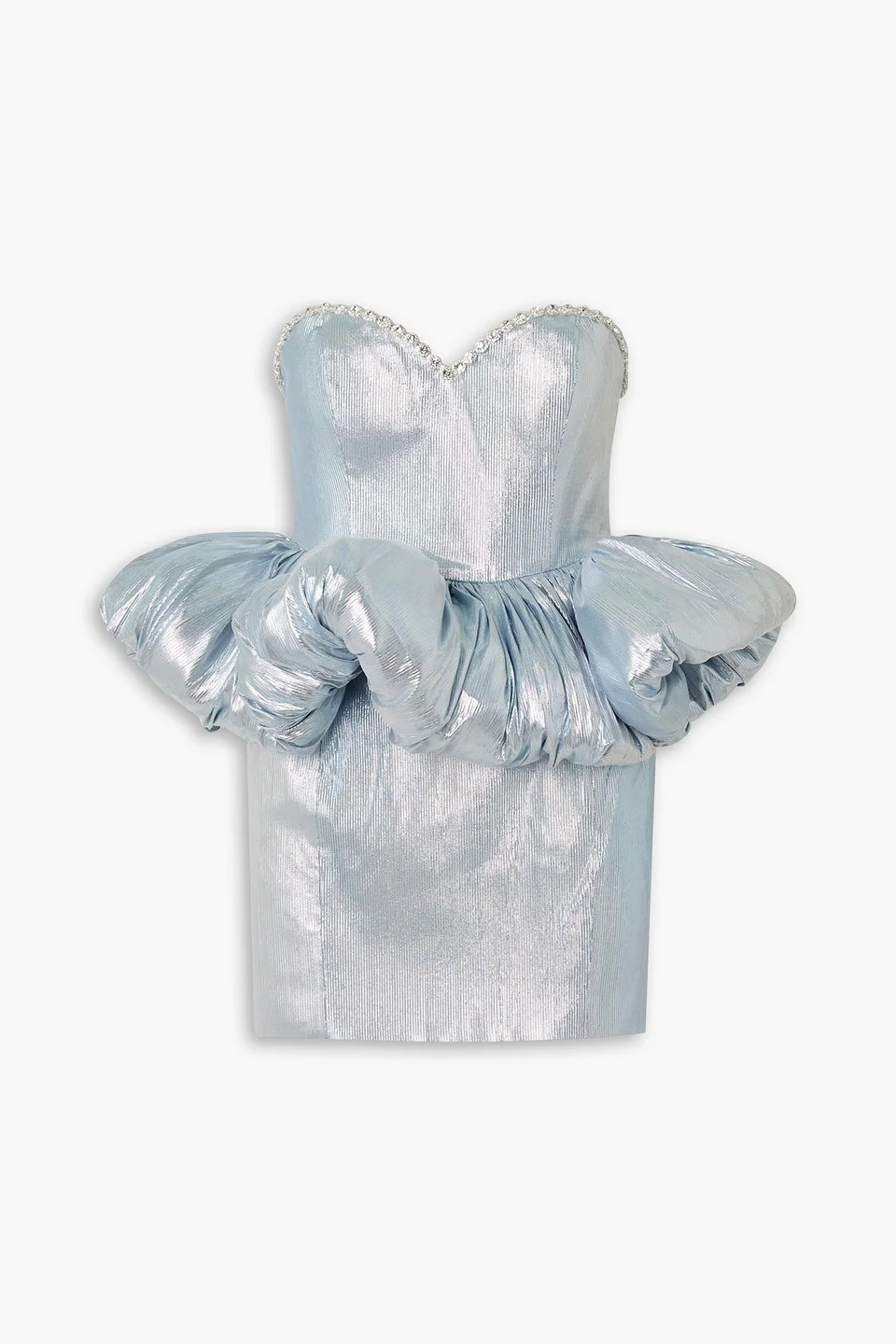 Strapless embellished lamé peplum mini dress - 1