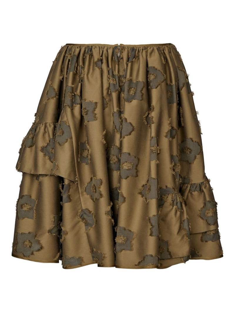 CECILIE BAHNSEN Vanilla floral-embroidered skirt outlook