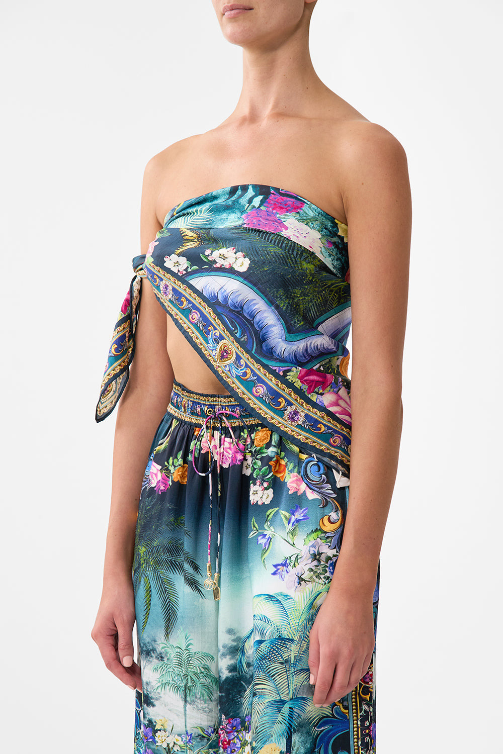 LARGE CRYSTALLED SILK SQUARE SCARF - 3