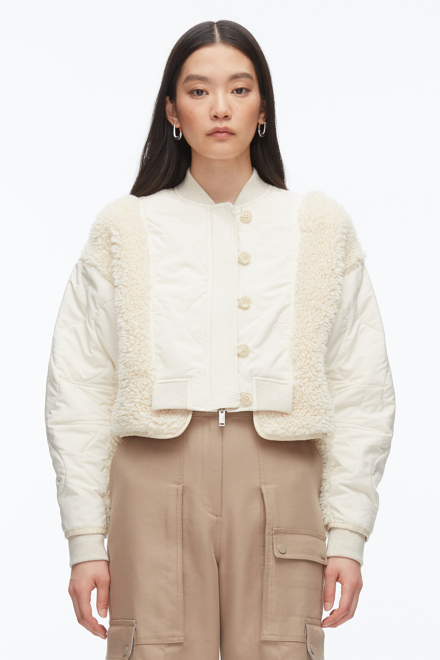 Cropped Sherpa Combo Bomber - 3