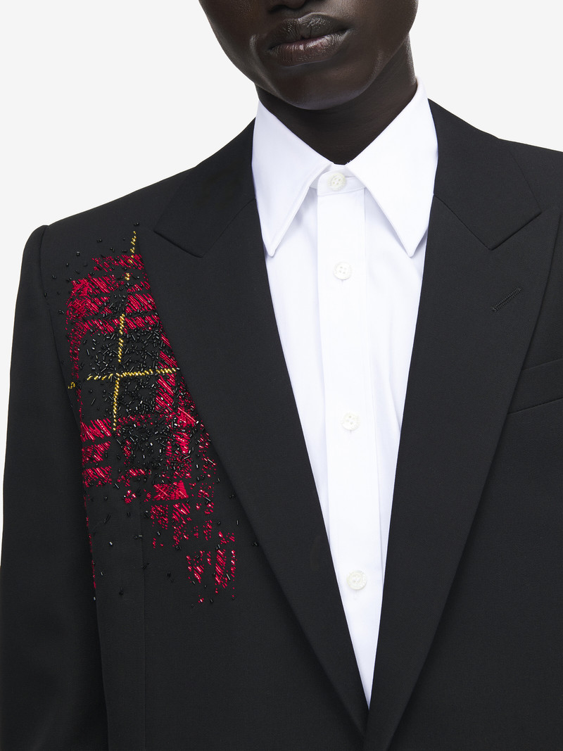 Tartan Embroidery Single-breasted Jacket 6